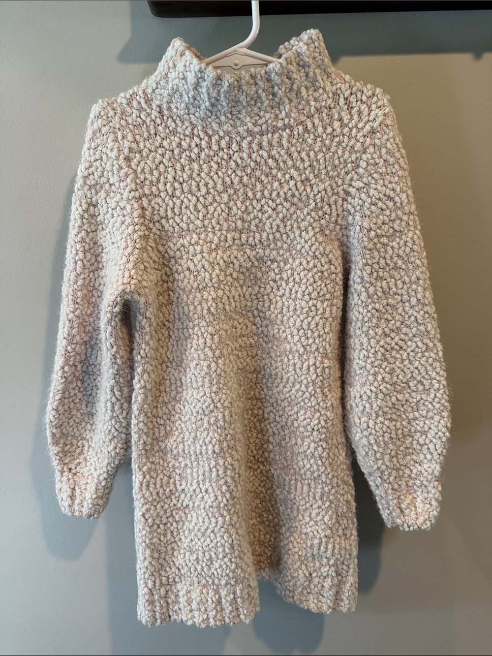 Cat & Jack XS 4/5 Cream/Mettalic Knitted Popcorn Cozy Sweater Mock Neck Dress